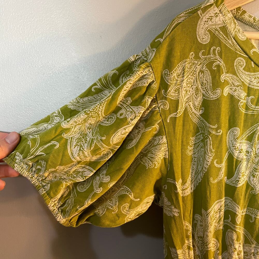 Daily Practice by Anthropologie Green Floral Paisley Mini Dress SZ Large EUC - Picture 13 of 16